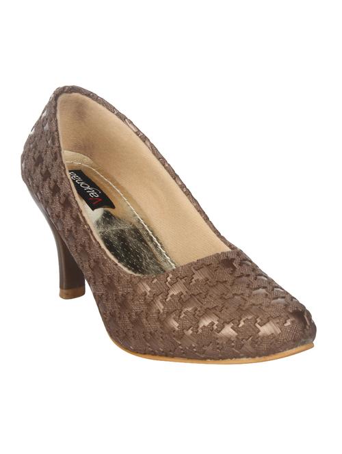 brown faux leather slip on pumps - 14481763 - Standard Image - 1
