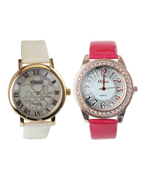 Oleva Premium Women's Leather Watch Pack Of 2 - 14481785 - Very Small Image - 1