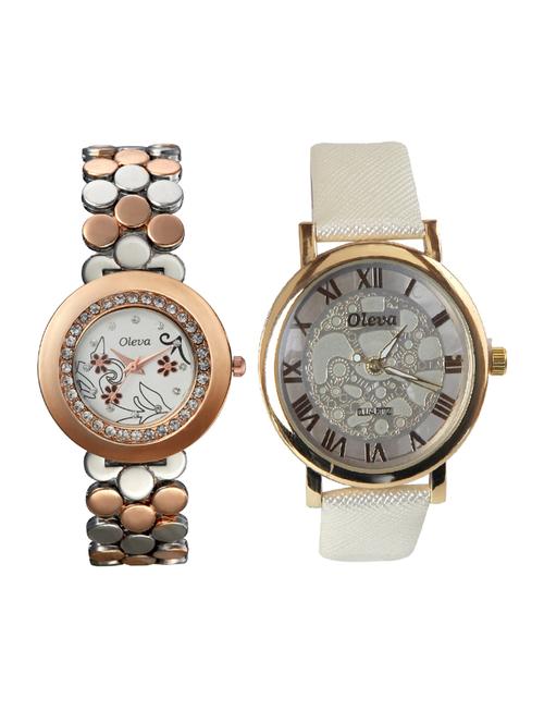 Oleva Premium Women's Metal & Leather Watch Pack Of 2 - 14481802 - Very Small Image - 1