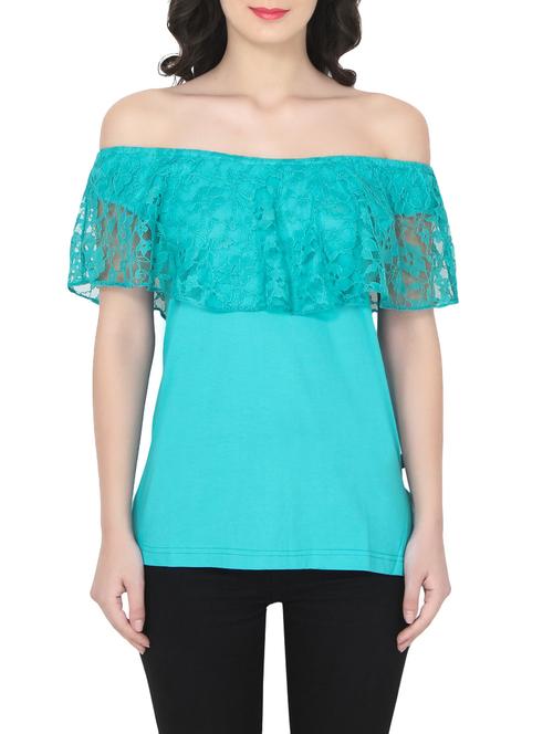 blue off shoulder top - 14481829 - Standard Image - 1