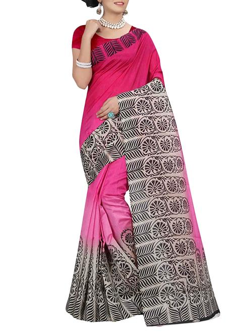 red silk printed saree - 14481843 - Very Small Image - 1