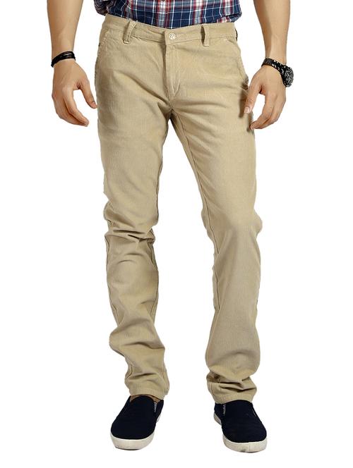 beige cotton corduroy casual trousers - 14481847 - Very Small Image - 1