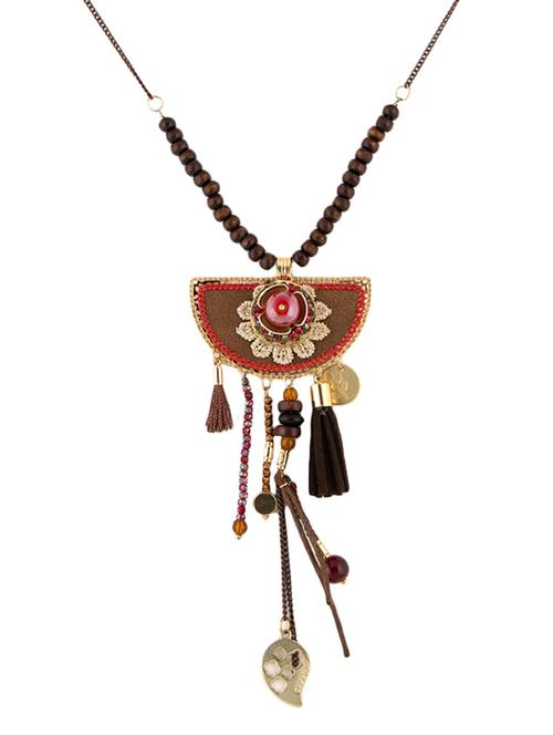 brown metal long necklace - 14481869 - Very Small Image - 1