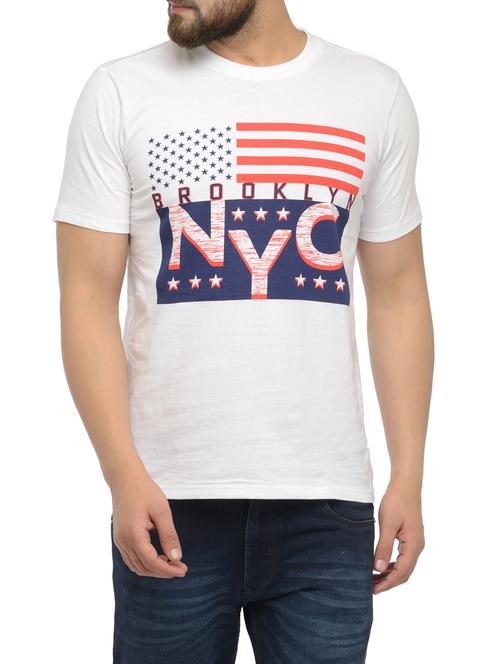 white cotton chest print tshirt - 14481969 - Standard Image - 1