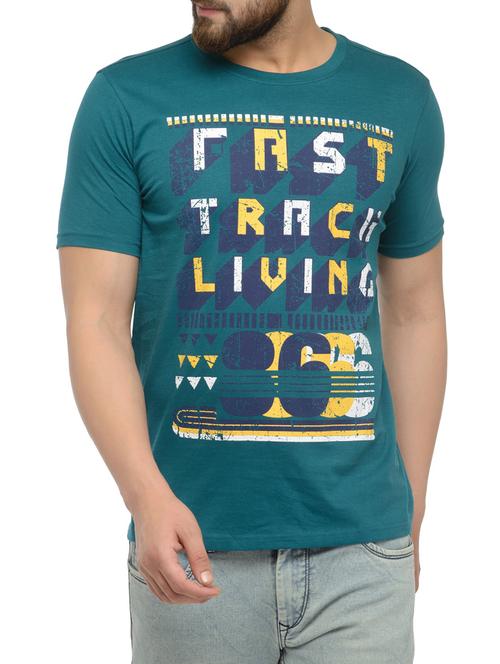 green cotton front print t-shirt - 14481970 - Standard Image - 1