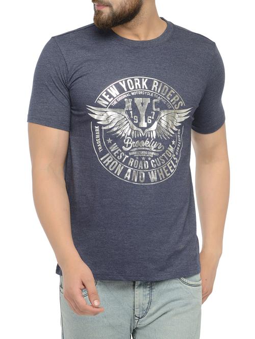 blue cotton chest print tshirt - 14481973 - Standard Image - 1