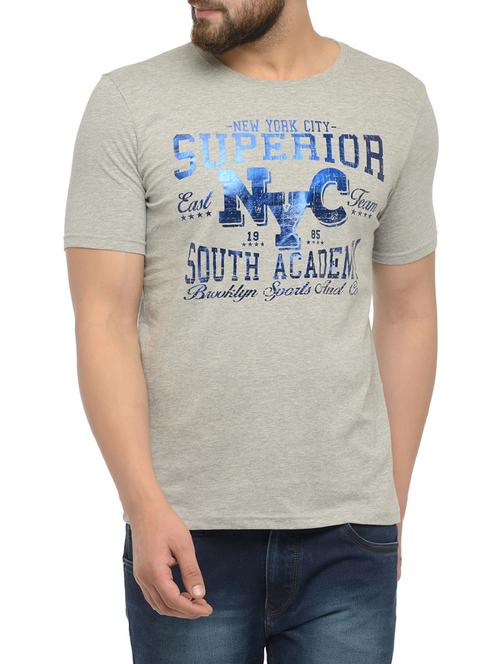 grey cotton chest print tshirt - 14481974 - Standard Image - 1