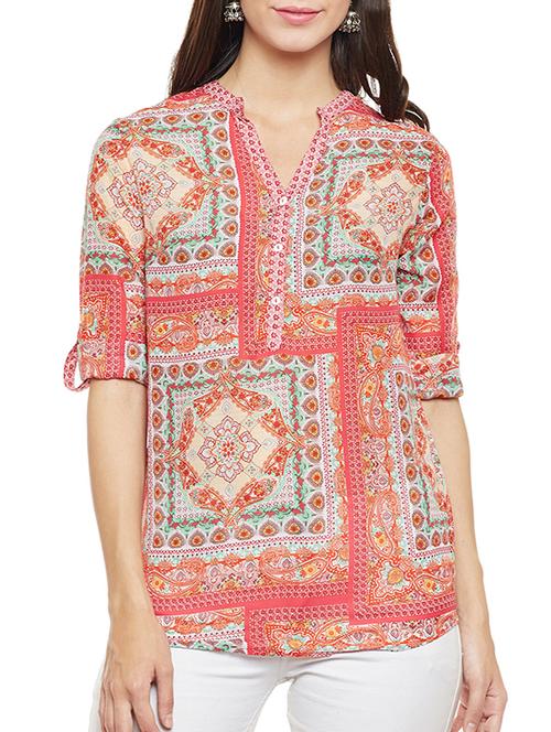 Orange printed top - 14481999 - Standard Image - 1