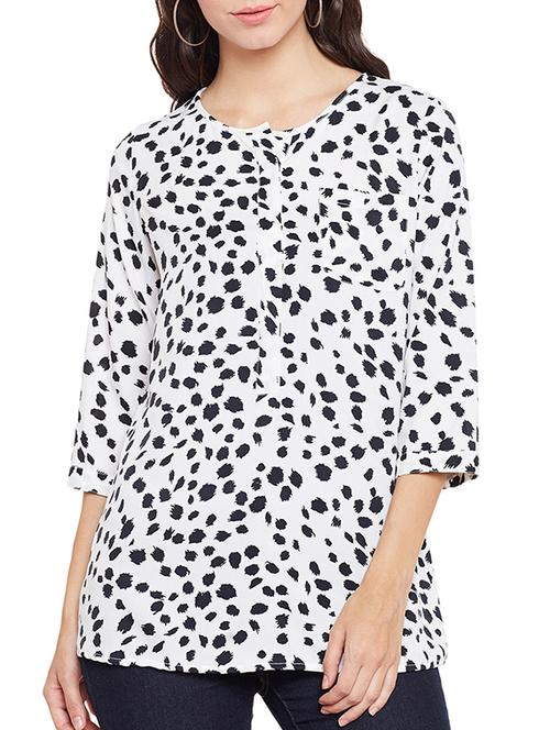 white printed poly crepe top - 14482003 - Standard Image - 1