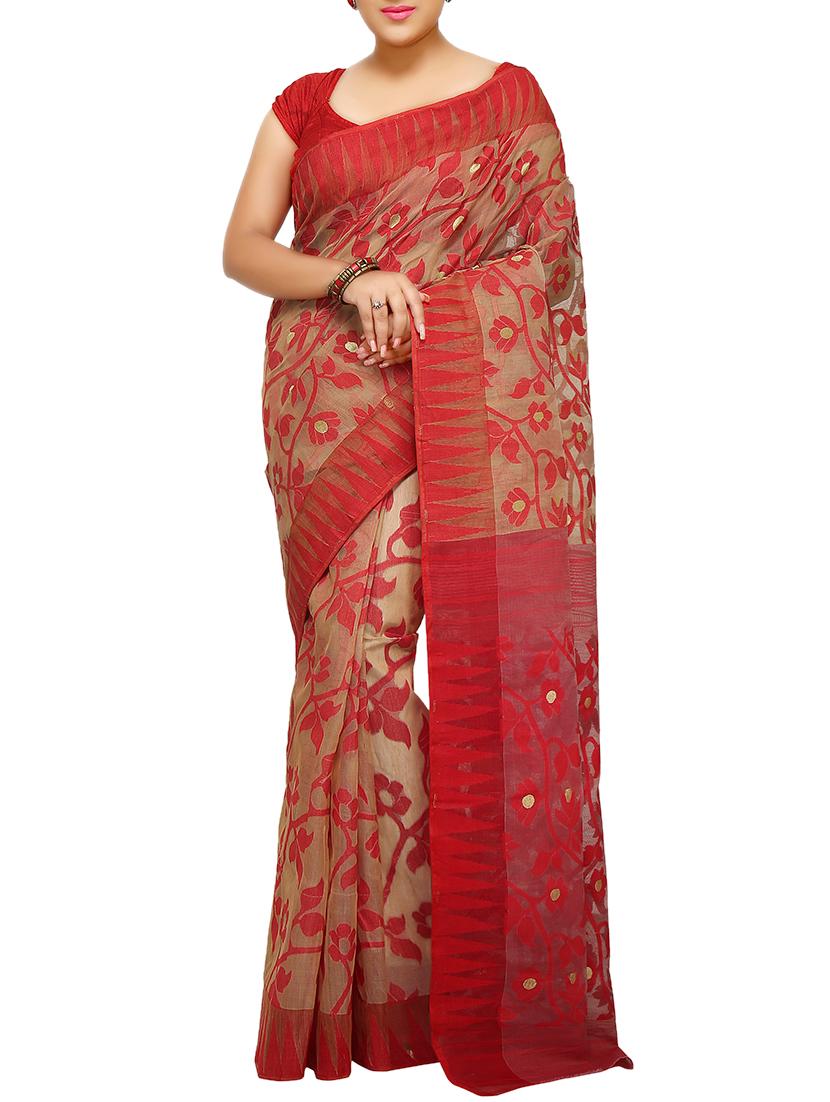 beige jamdani saree - 14482032 - Zoom Image - 1