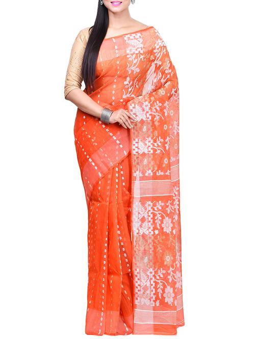 orange jamdani saree - 14482039 - Very Small Image - 1