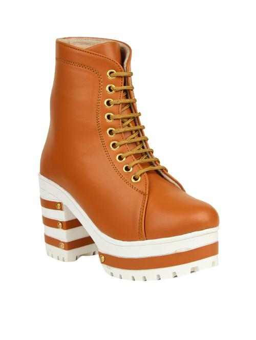 tan leatherette ankle boot - 14482074 - Very Small Image - 1