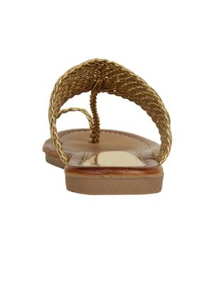 gold one toe kolhapuri - 14482081 - Standard Image - 3