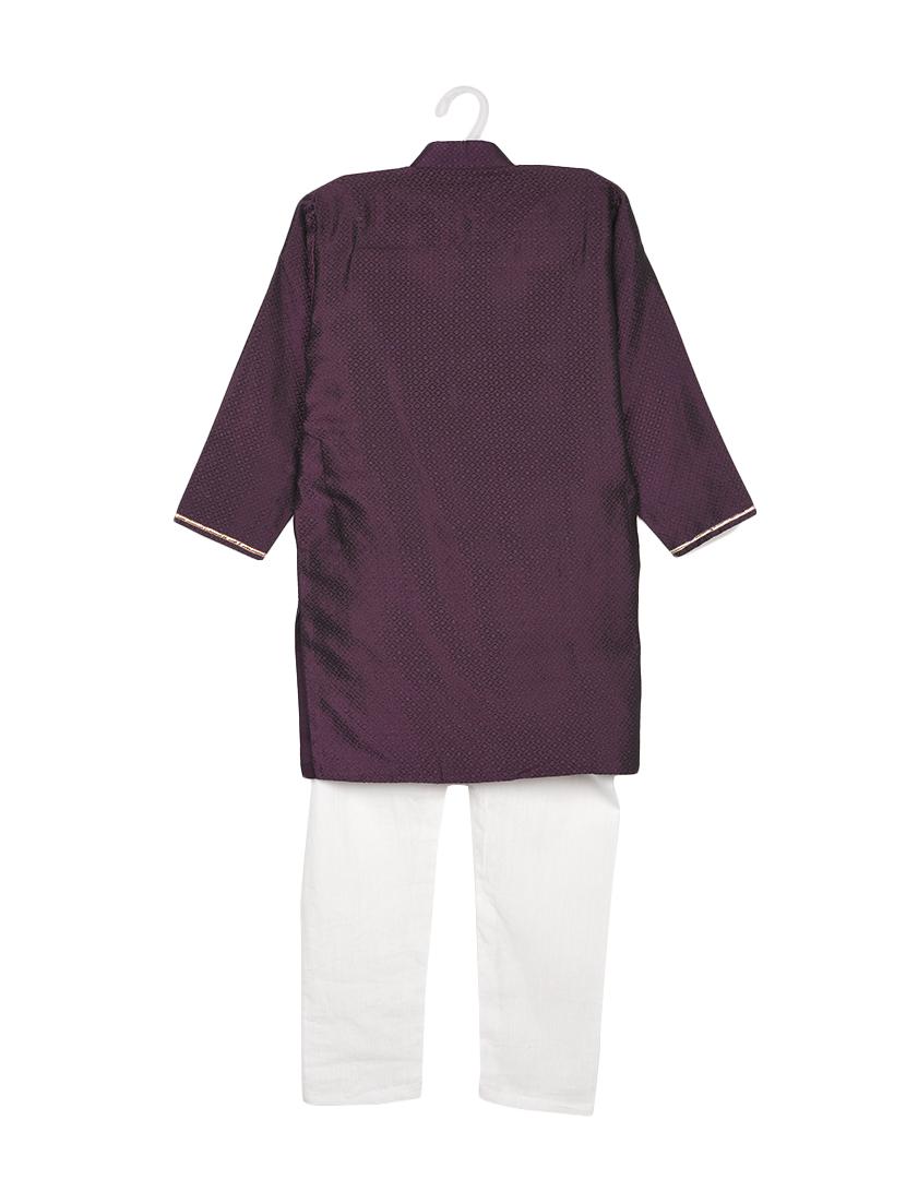 purple silk blend kurta set - 14482158 - Zoom Image - 2