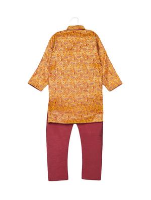 yellow silk blend kurta set - 14482160 - Standard Image - 2