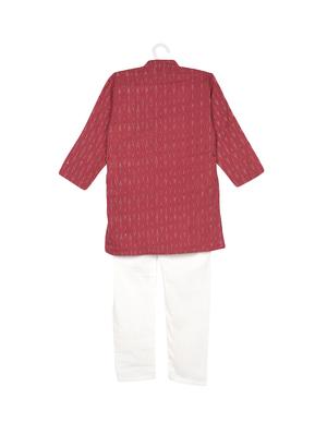 red cotton kurta set - 14482161 - Standard Image - 2