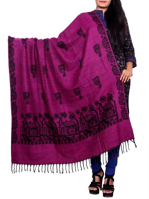 Pink wool reversible shawl - 14482186 - Very Small Image - 1