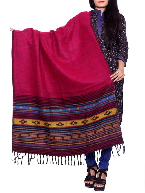 Pink wool reversible shawl - 14482203 - Very Small Image - 1