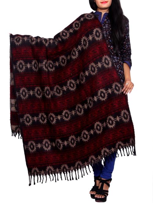 Red wool reversible shawl - 14482212 - Very Small Image - 1