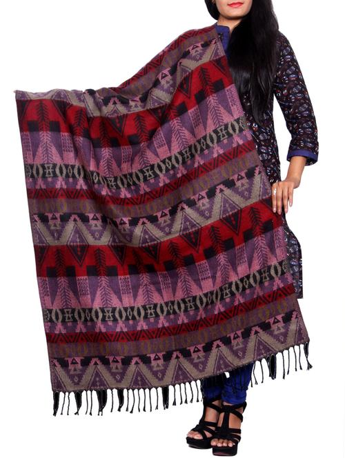 multicolored wool reversible shawl - 14482218 - Very Small Image - 1