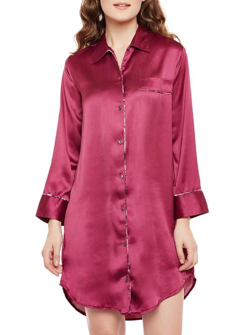 solid purple satin sleepshirt - 14482329 - Very Small Image - 1