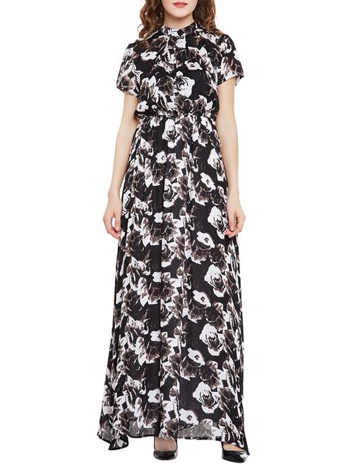 black rayon maxi dress - 14482333 - Standard Image - 1
