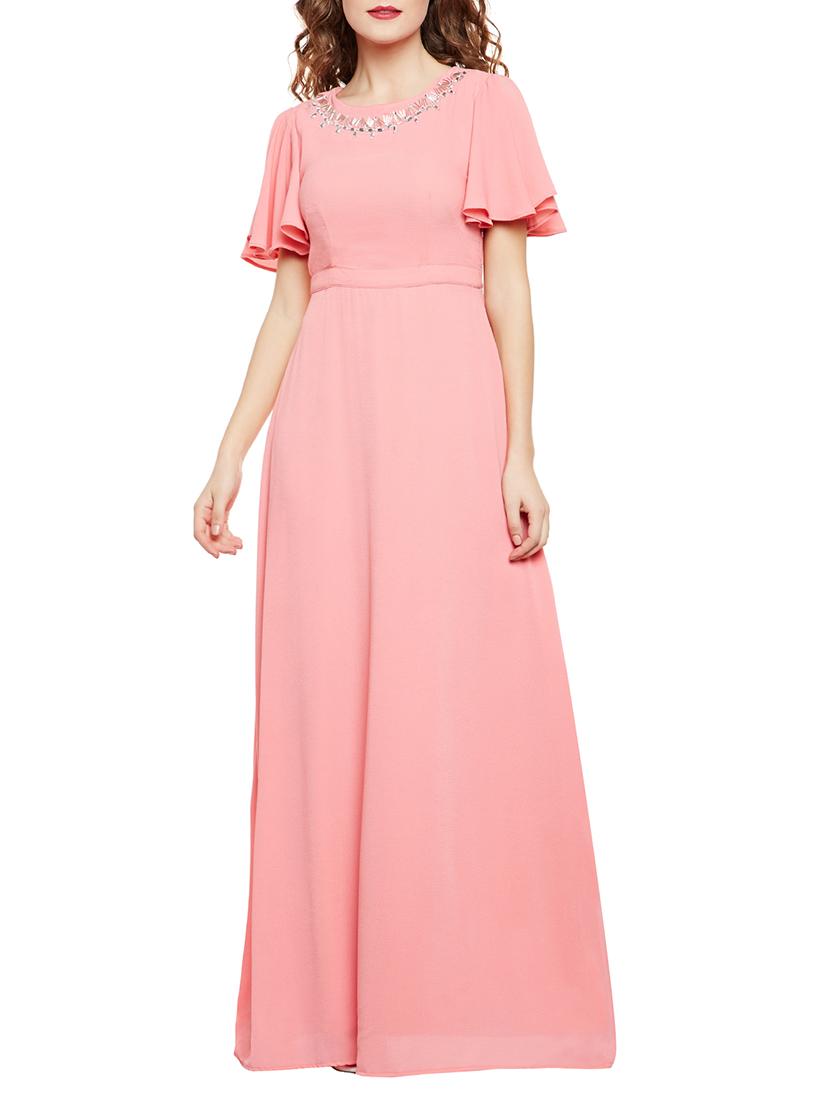 pink georgette gown dress - 14482341 - Zoom Image - 1