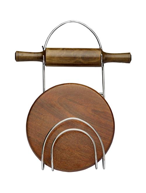 Rolling Pin Holder Chakla Belan Stand With Wooden Chakla Belan - 14482872 - Very Small Image - 1