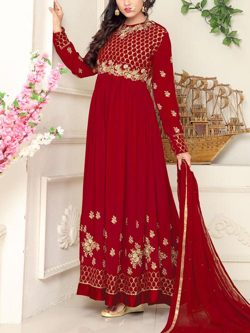 red flared semi-stitched suit - 14483013 - Very Small Image - 1