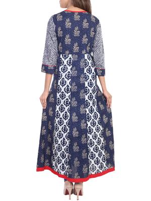 blue cotton anarkali kurta - 14483160 - Standard Image - 3