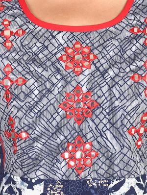 blue cotton anarkali kurta - 14483160 - Standard Image - 4