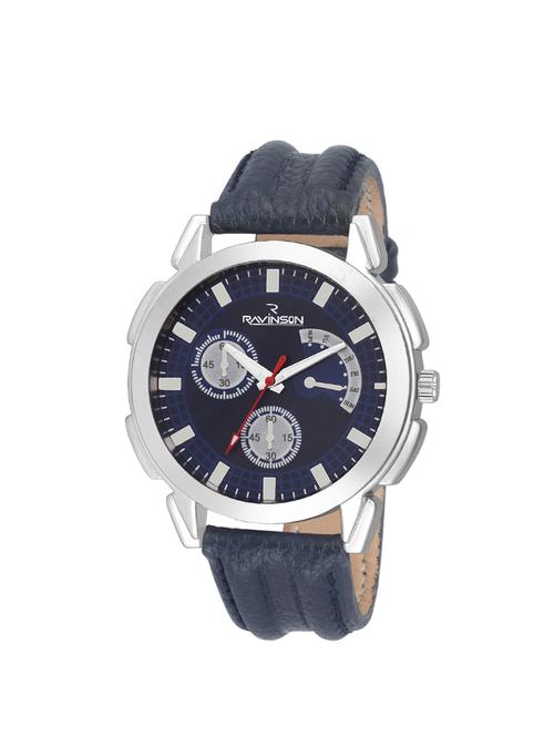 Ravinson 3841SL New Blue Dial Leather Strap Casual Analog Watch - For Men - 14483243 - Very Small Image - 1