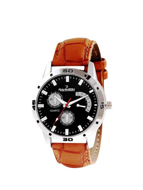 Ravinson 3801SL01 New Gen Black Dial Brown Strap Stylish Analog Casual Watch - For Men - 14483245 - Standard Image - 1