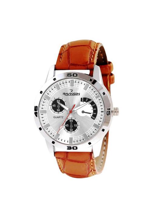 Ravinson 3801SL03 New Gen Silver Dial Brown Strap Stylish Analog Casual Watch - For Men - 14483246 - Standard Image - 1