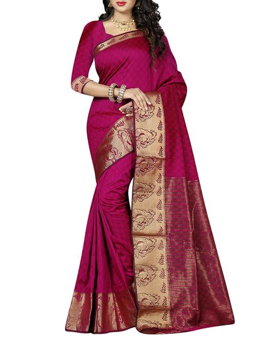 magenta woven saree - 14483298 - Very Small Image - 1