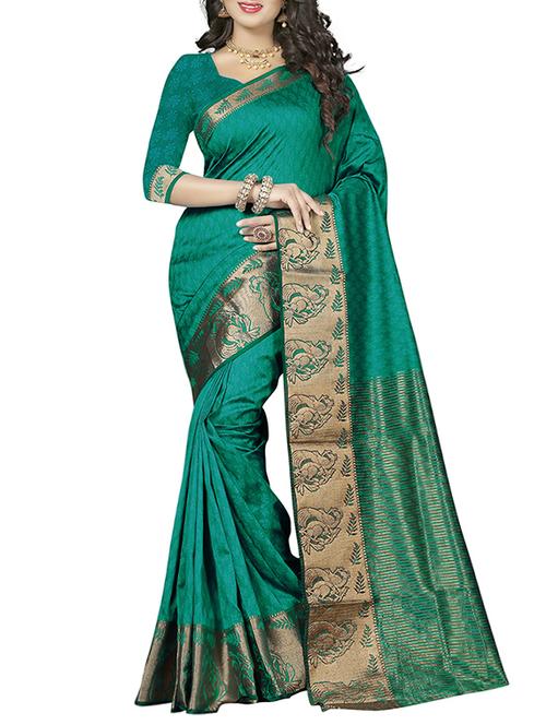 green woven saree - 14483299 - Very Small Image - 1
