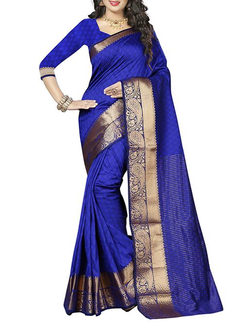 blue woven saree - 14483308 - Very Small Image - 1