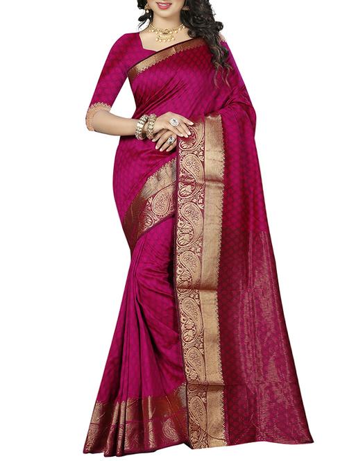 magenta woven saree - 14483310 - Very Small Image - 1