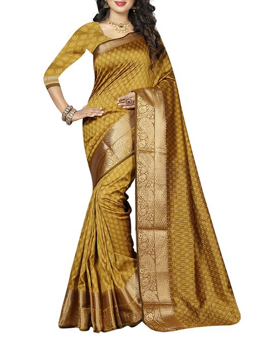 mustard woven saree - 14483313 - Very Small Image - 1