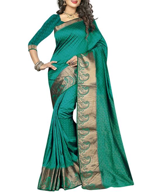 green woven saree - 14483315 - Very Small Image - 1