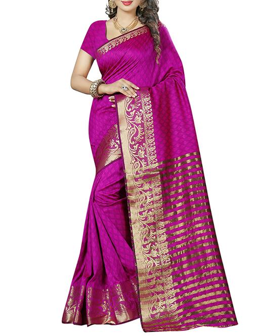 magenta woven saree - 14483321 - Very Small Image - 1