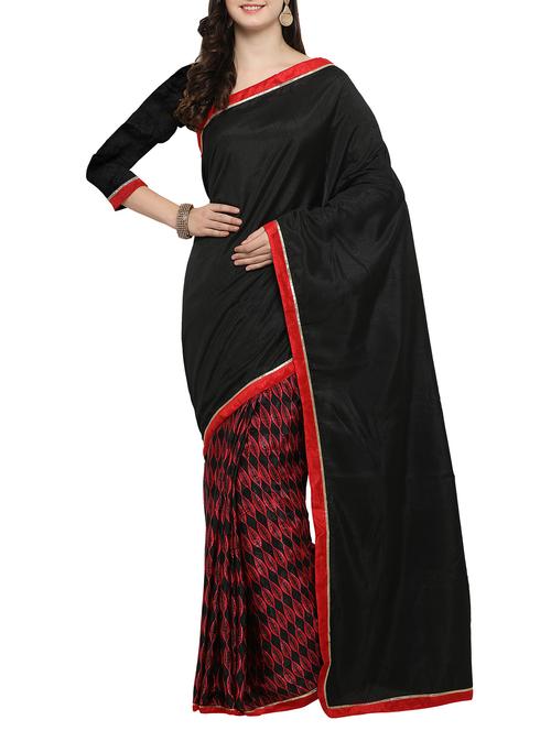 Black half and half saree - 14483560 - Very Small Image - 1