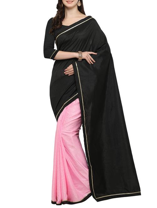 black and pink half and half saree - 14483566 - Very Small Image - 1