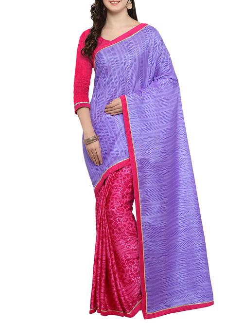 Purple and pink half and half saree - 14483580 - Very Small Image - 1