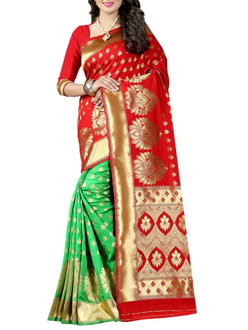 red banarasi saree - 14483685 - Very Small Image - 1