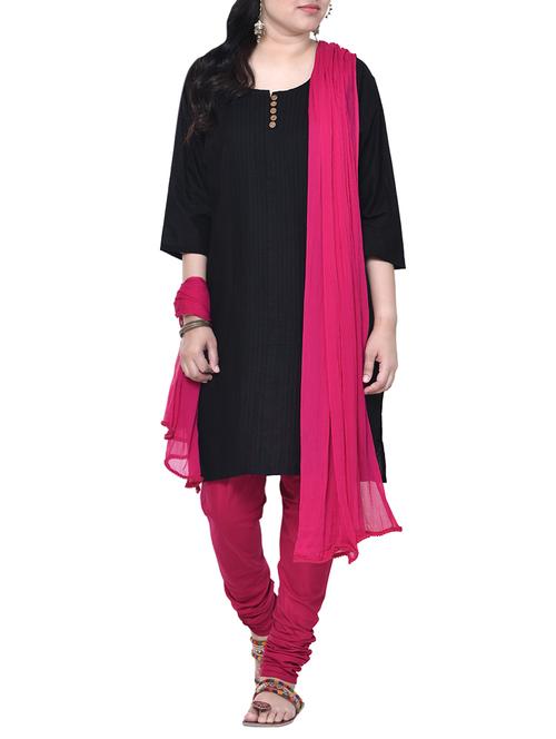 Pink Churidar with Dupatta Set - 14483879 - Very Small Image - 1