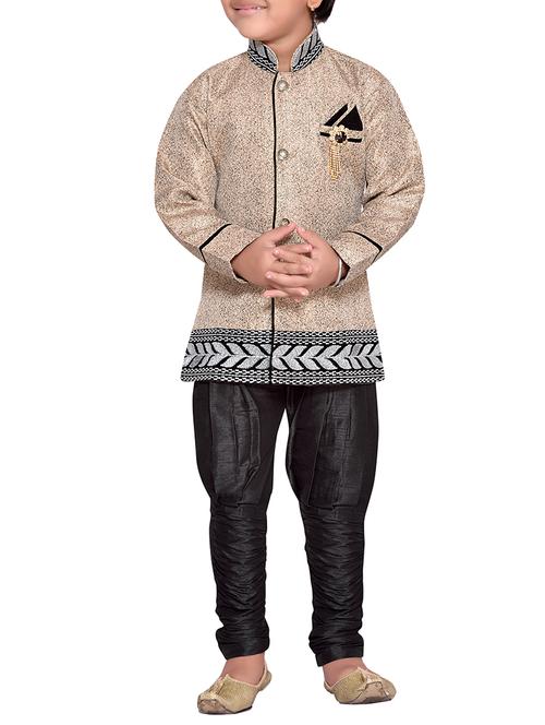 beige cotton blend kurta set - 14483921 - Standard Image - 1