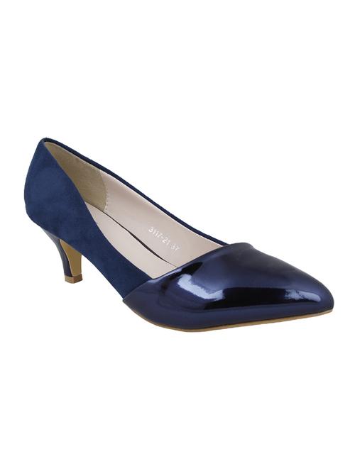 navy faux leather slip on pumps - 14484416 - Standard Image - 1