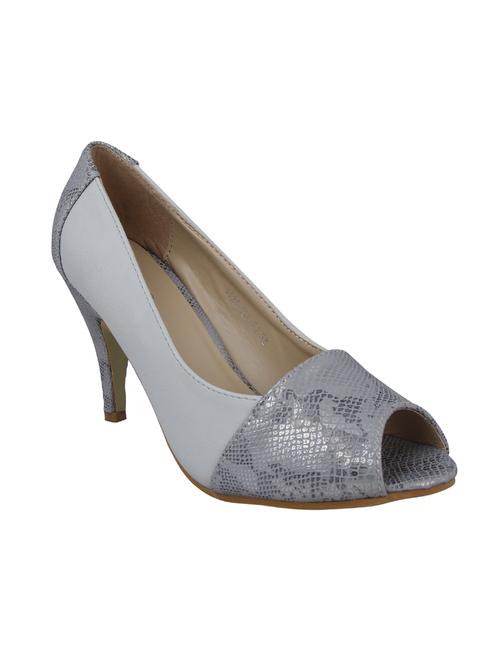 grey faux leather slip on sandals - 14484417 - Standard Image - 1