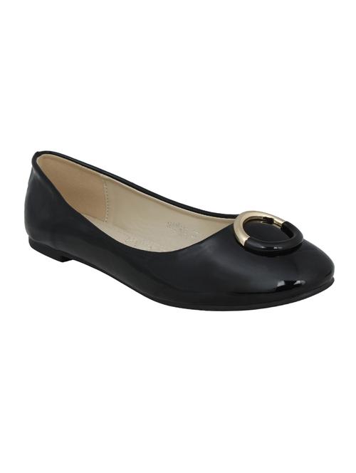 black faux leather slip on ballerina - 14484464 - Standard Image - 1